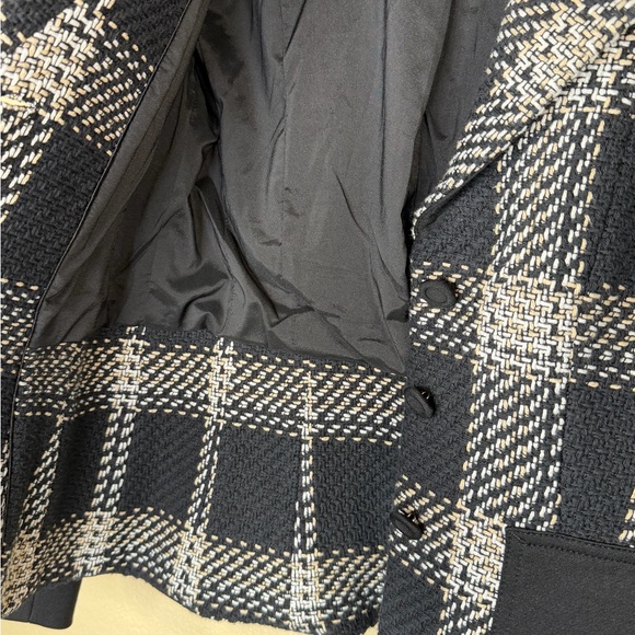 White House Black Market Black and White Plaid Blazer Textured Career Workwear - Picture 6 of 16